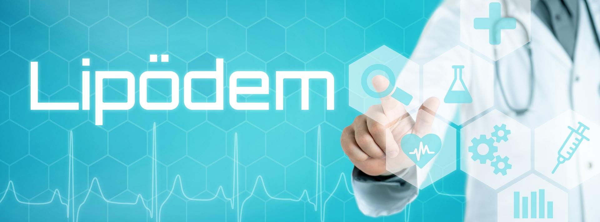 Lipoedem-Begriff mit medizinischer Grafik | Lymphdrainage apparativ